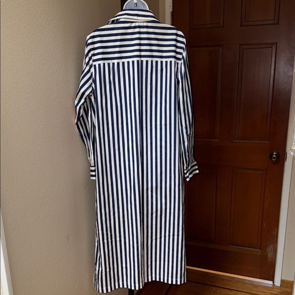 Steve Madden Navy and White Striped Oversize Maxi Painters Shirt Dress Women’s M - Picture 4 of 7